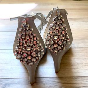 Audrey Brooke Silver wedge sandal with crystals